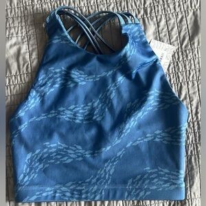 NWT Fighting Eel Ava Sky small Crop Top in fish wave Orion blue gray color